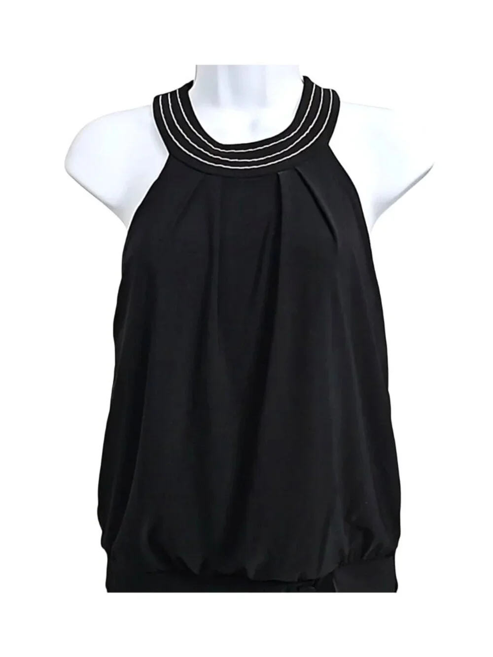 White House Black Market Halter Blouson Bodycon Fitted Mini Dress Size M Stretch